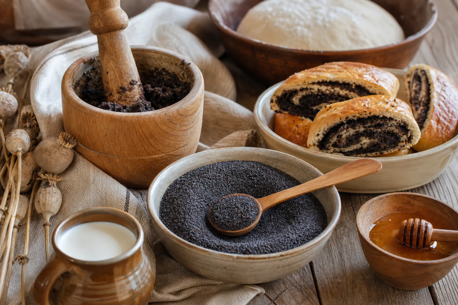 Aguonos: edible poppy seeds for fillings, poppy milk, and baked goods in a Lithuanian traditional food context