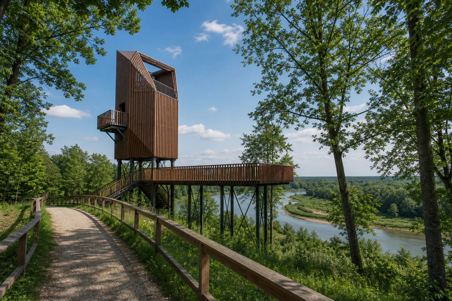 The Akmena and Jūra river confluence viewing tower above the valleys of Pagramantis Regional Park
