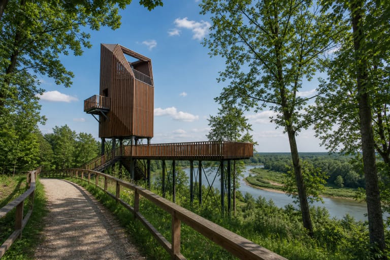 The Akmena and Jūra river confluence viewing tower above the valleys of Pagramantis Regional Park