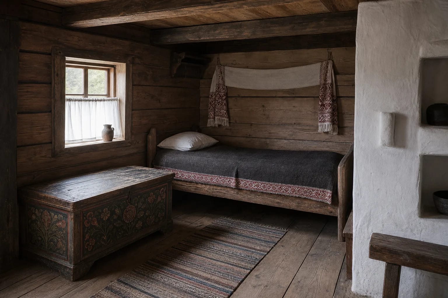 An alkierius was a small side or corner room in a traditional dwelling.