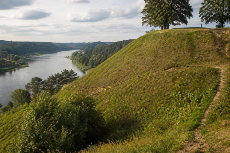 Steep slopes of Alytus Hillfort above the Nemunas and Alytupis confluence