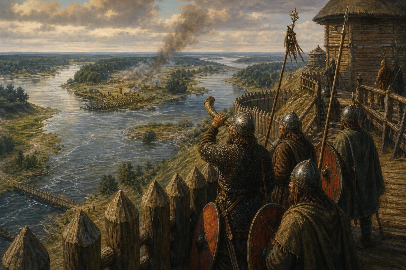 Apuolė Hillfort Legend visual interpretation with Curonians, siege, fortress motifs