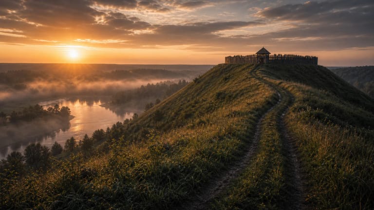 Aukštadvaris hillfort near the Verknė and Lake Pilaitė with the mood of the Lackis legend