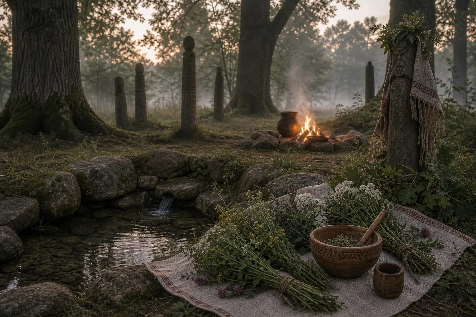 Healing herbs and spring water for Ausautas' sphere of care