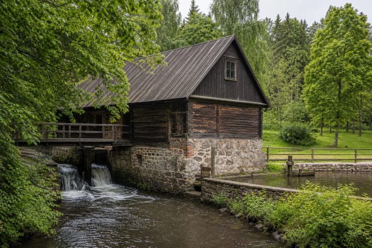 Belmontas watermill by the Vilnia River in Pavilniai Regional Park, Vilnius