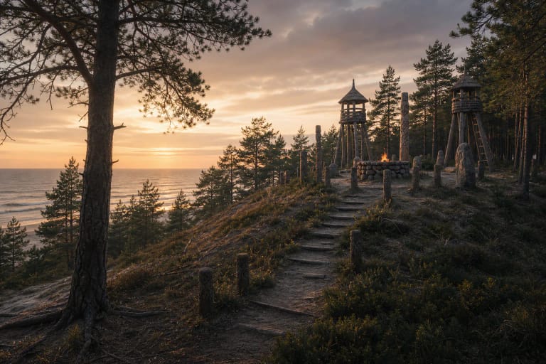 Birutė Hill in Palanga with an old sacred-fire place and pine forest