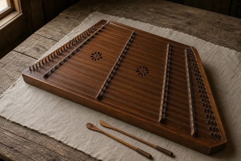 Cimbolai with small hammers as a Lithuanian folk struck string instrument