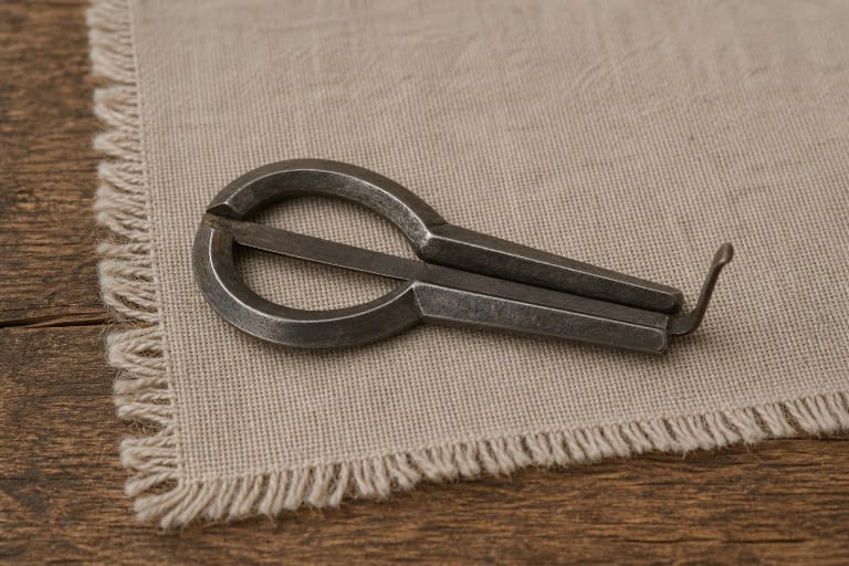 A metal dambrelis on linen as a Lithuanian folk idiophone