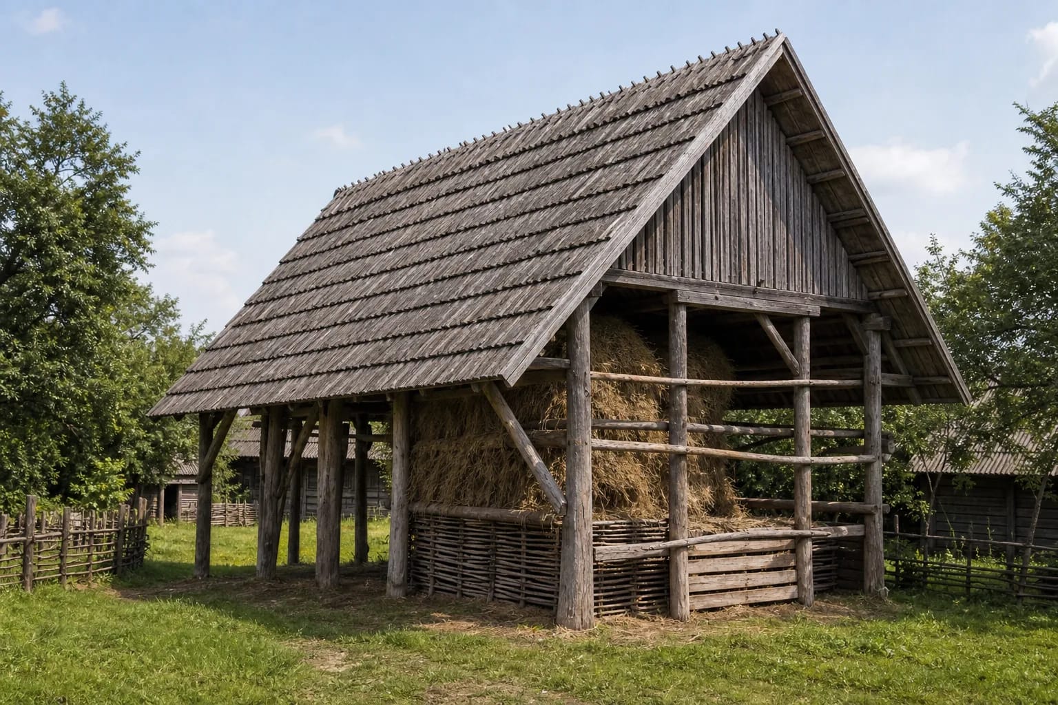 A daržinė was a light, well-ventilated building for storing fodder.