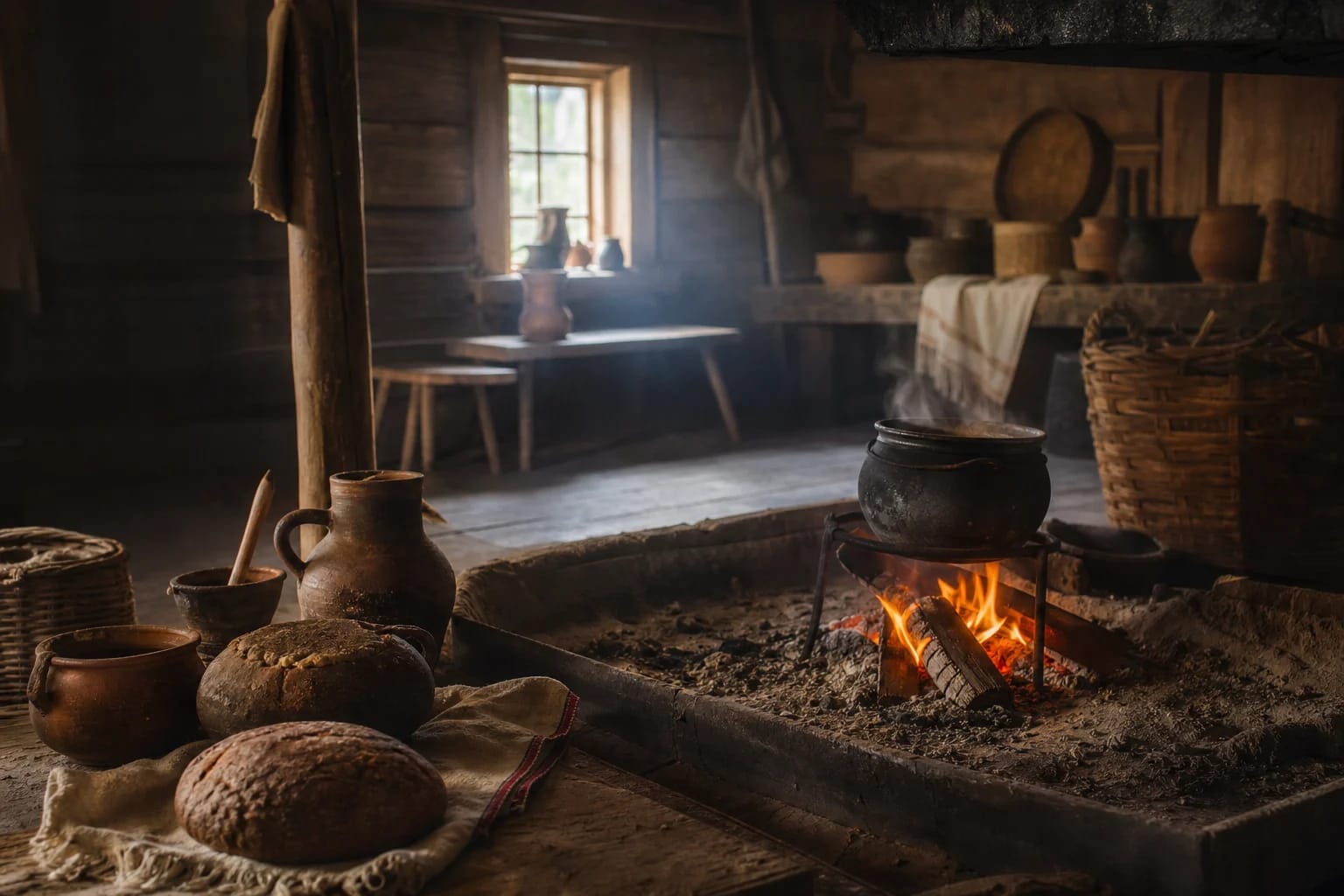 A homestead hearth and bread for Dimstipatis' household care