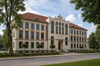 Three-storey interwar building of Pagėgiai Kristijonas Donelaitis Gymnasium