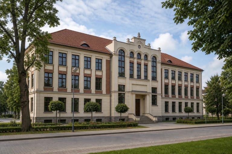 Trijų aukštų tarpukario Pagėgių Kristijono Donelaičio gimnazijos pastatas