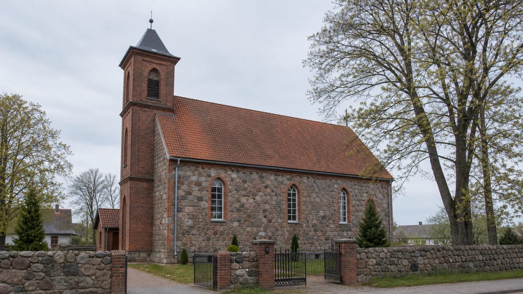 Dovilai Evangelical Lutheran Church with a restrained tower in the Dovilai town setting