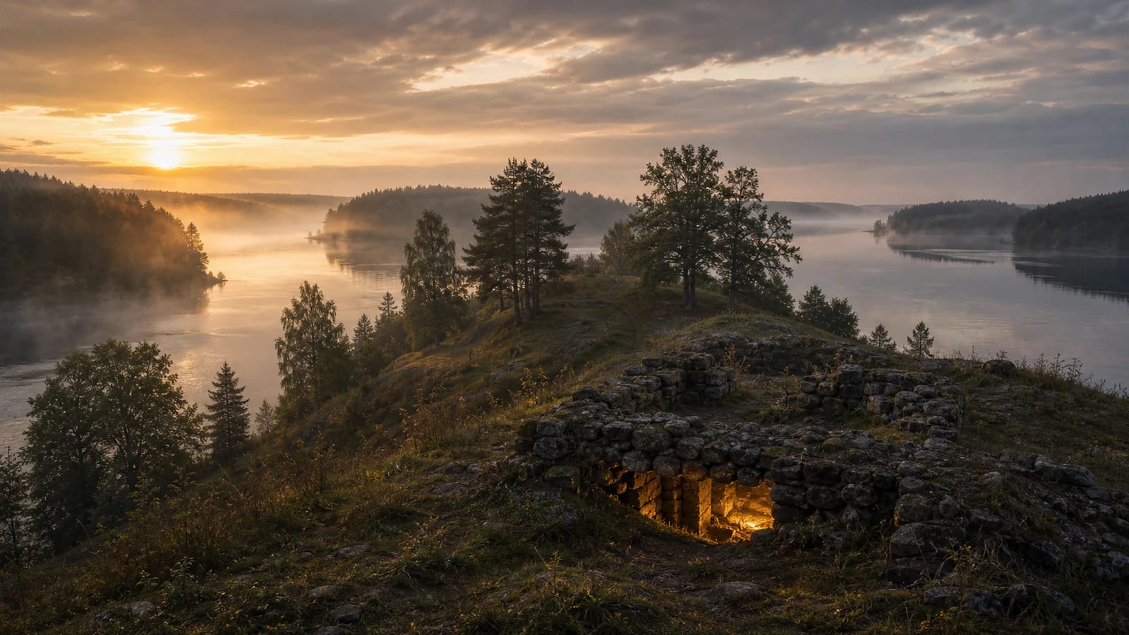 Dubingiai castle site on the Lake Asveja peninsula with the mood of a hidden-castle legend