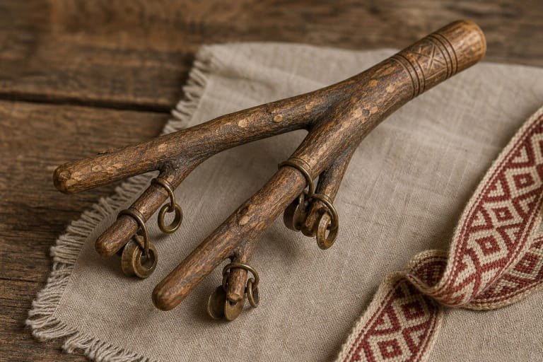 Džingulis made from a three-branched wooden twig as a Lithuanian wedding inviter's instrument