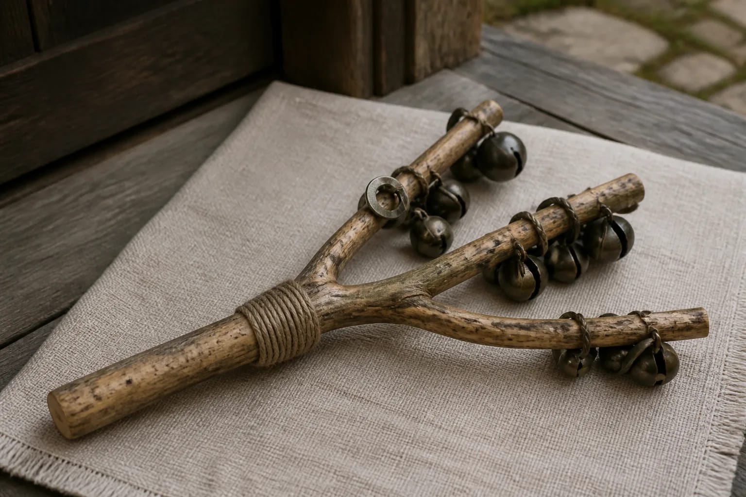 A džingulis three-branched twig with jingling pieces