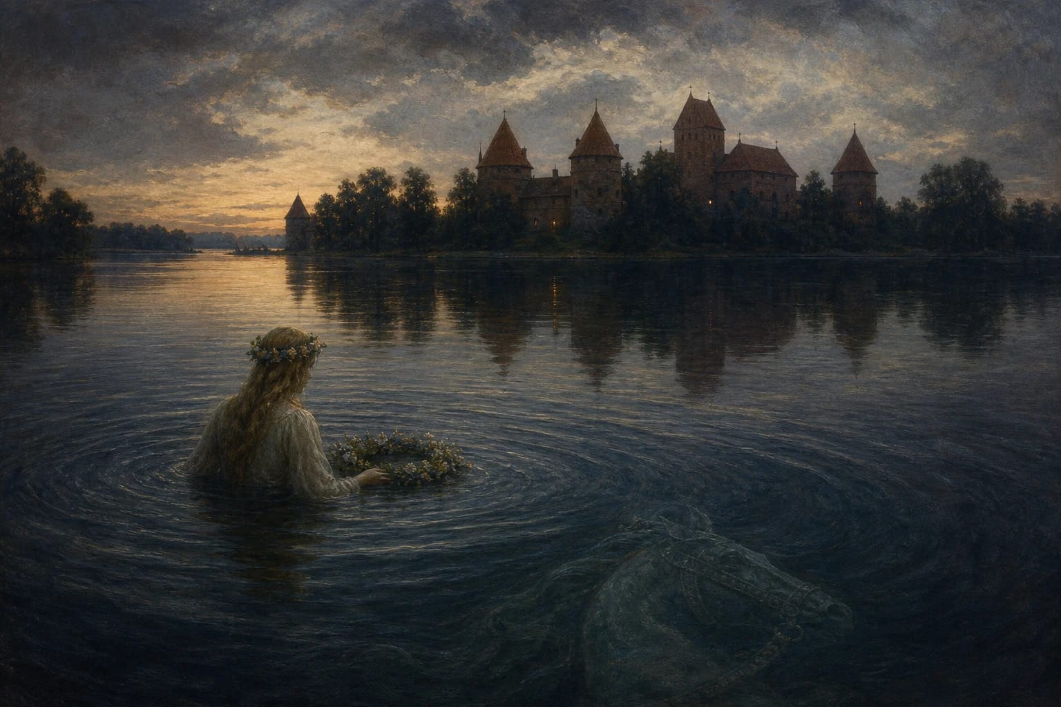 Визуальная интерпретация предания об озере Гальве: водная жертва, голова и мотивы Тракая