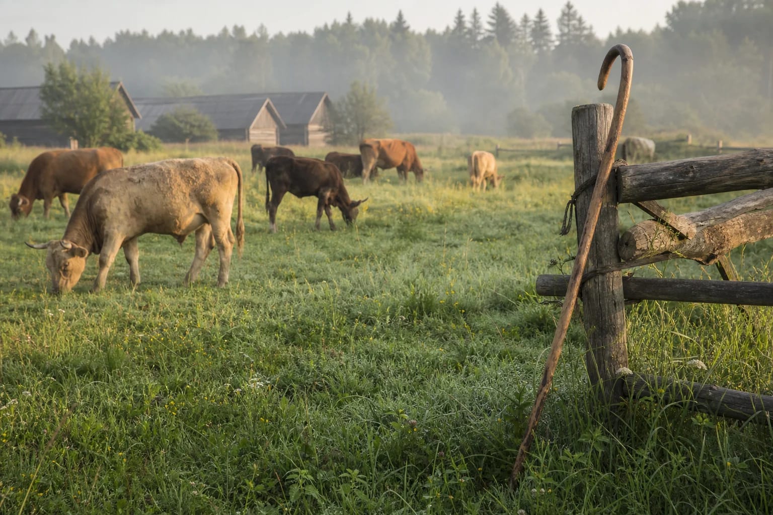 Pasture, herd, and shepherd's crook for Ganiklis
