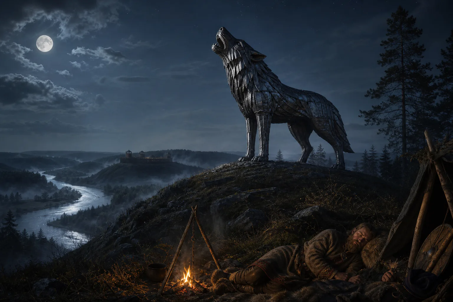 The Iron Wolf on a Vilnius hill in the legend of Gediminas' Dream