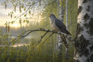 A cuckoo in birch branches as a Lithuanian folklore symbol of time and fate