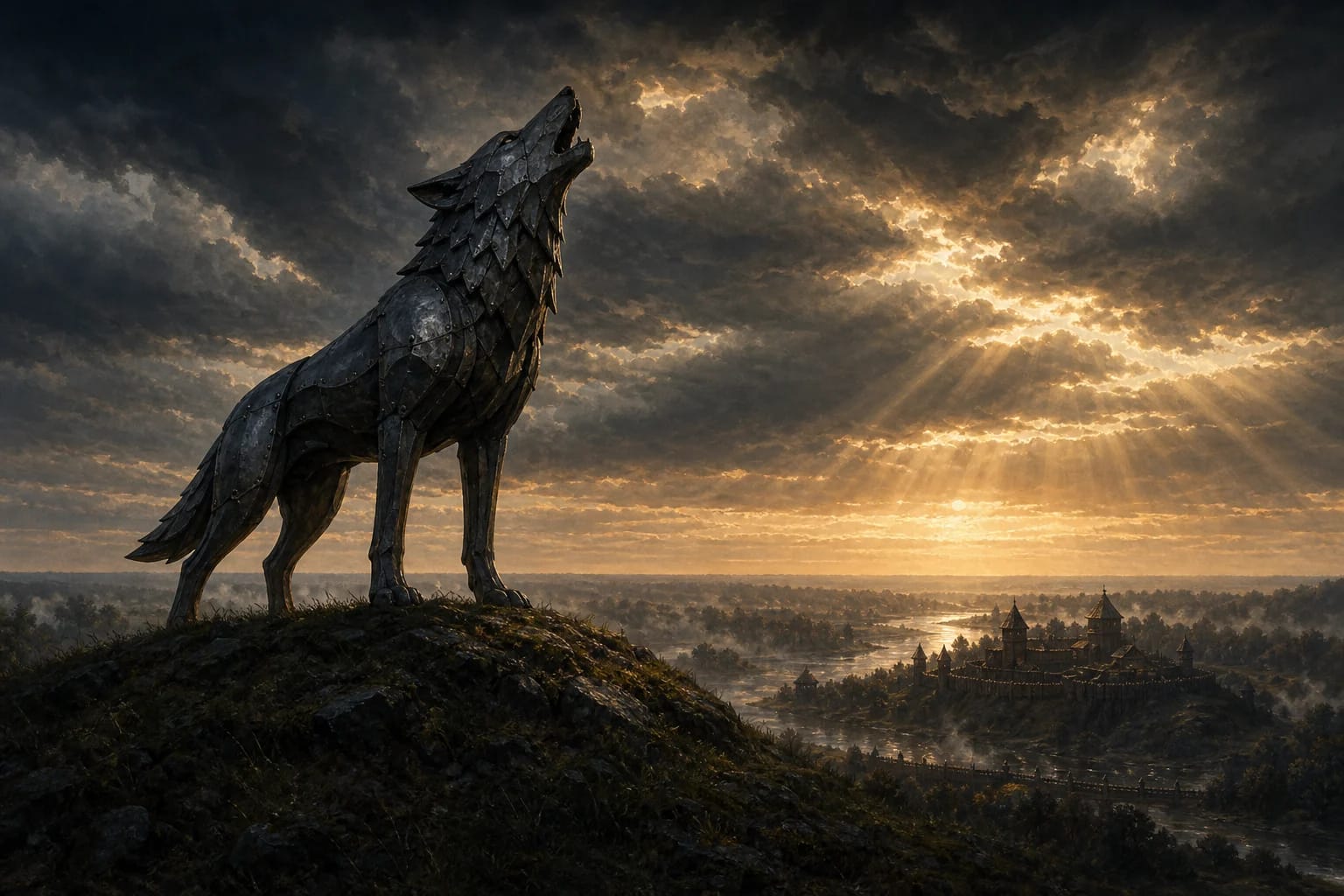 Iron Wolf visual interpretation with wolf, iron, howling motifs