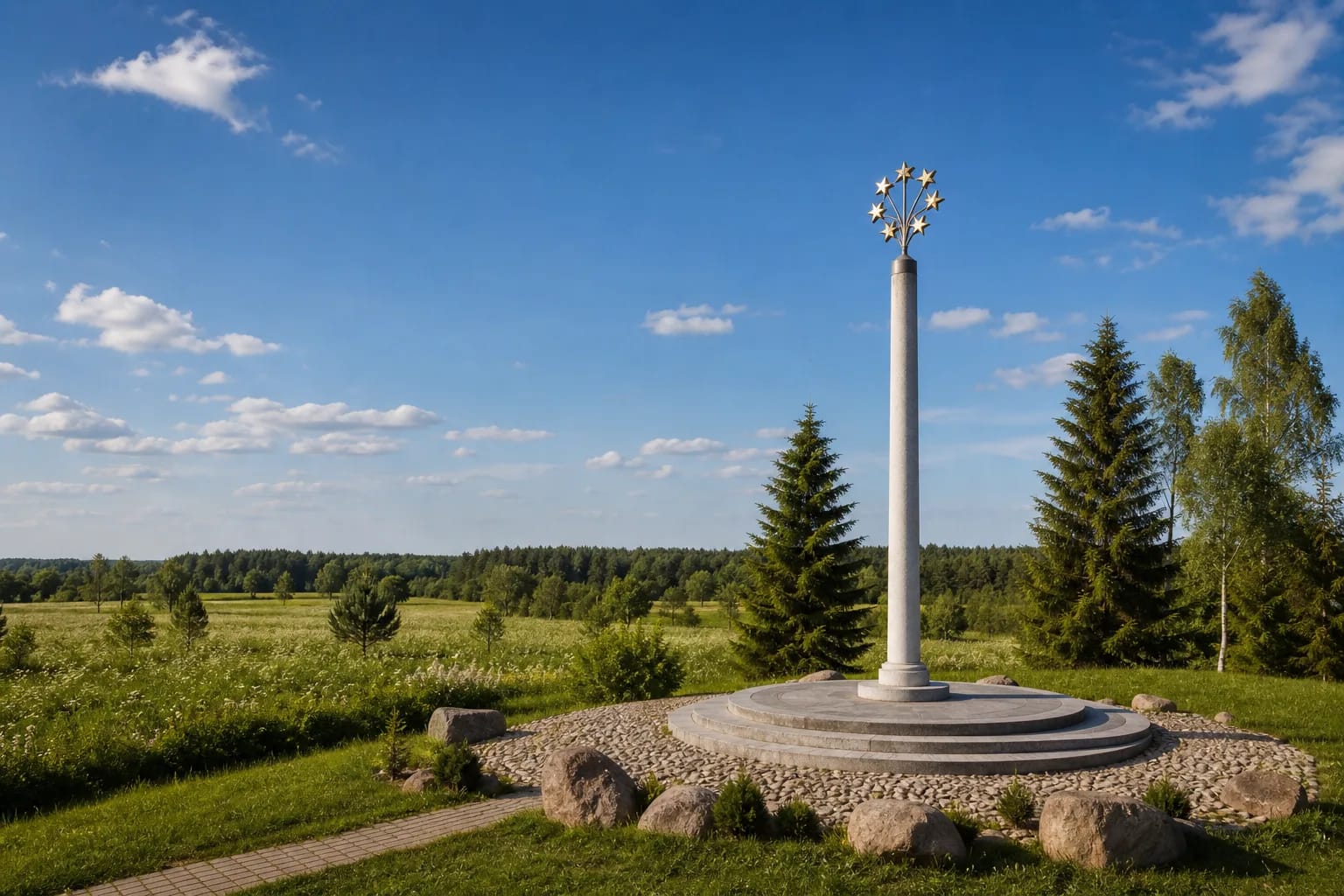Geographical Centre of Europe column in the Girija landscape near Vilnius