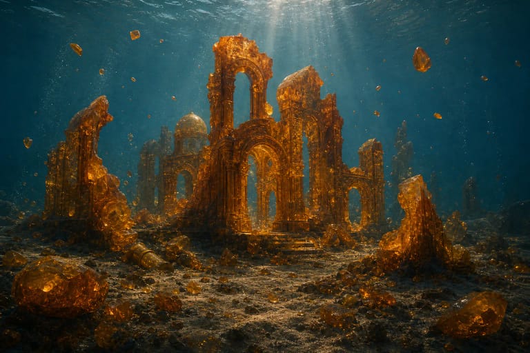 The shattered Amber Palace on the floor of the Baltic Sea