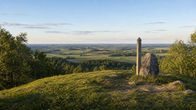 Green summit of Girnikai Hill with a wide Šiauliai District panorama in Kurtuvėnai Regional Park