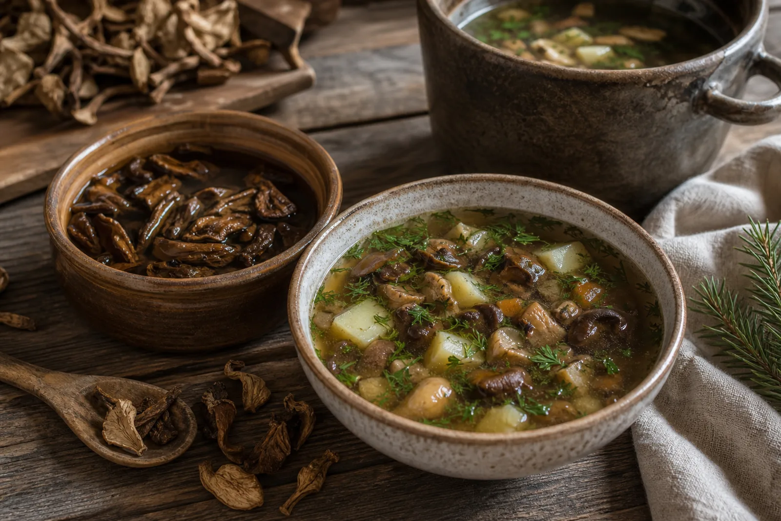 Mushroom soup: wild mushroom soup in a Lithuanian traditional food context