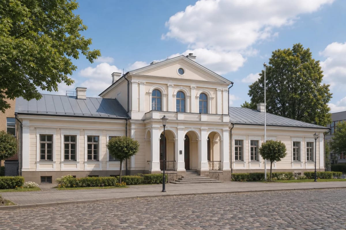 Jonava Regional Museum building, a Classicist horse-post station with portico