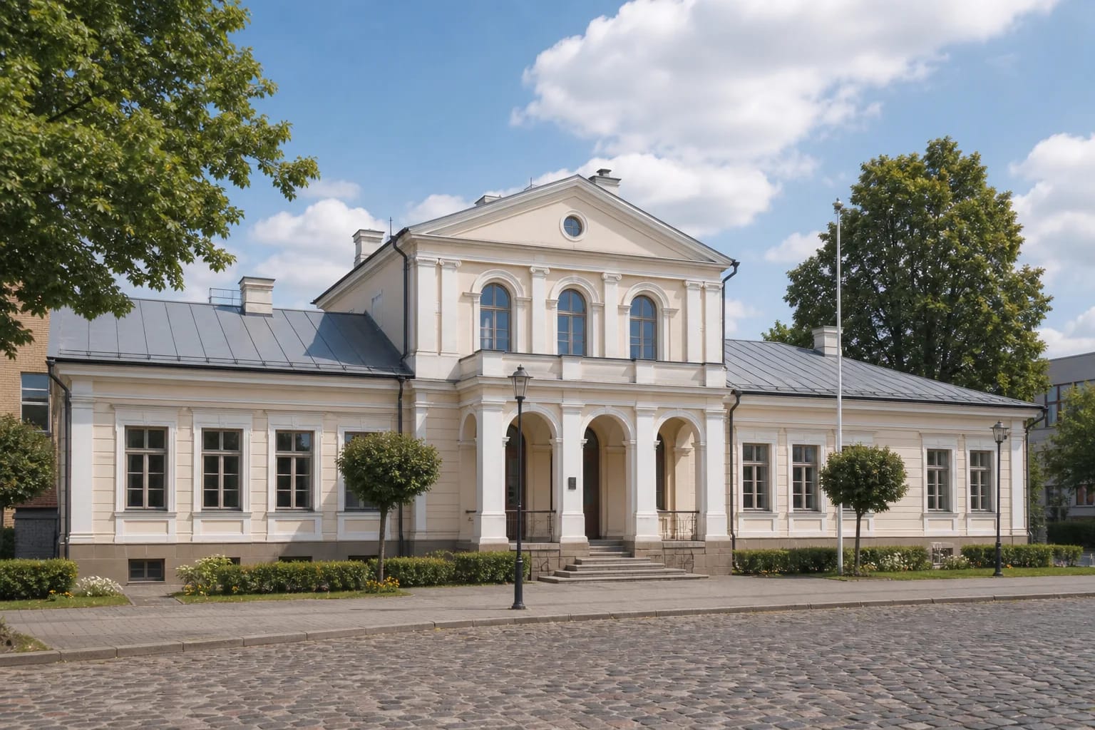 Jonava Regional Museum building, a Classicist horse-post station with portico