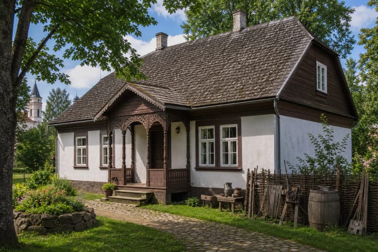 Old rectory in Vilkija housing the Antanas and Jonas Juška Ethnic Culture Museum