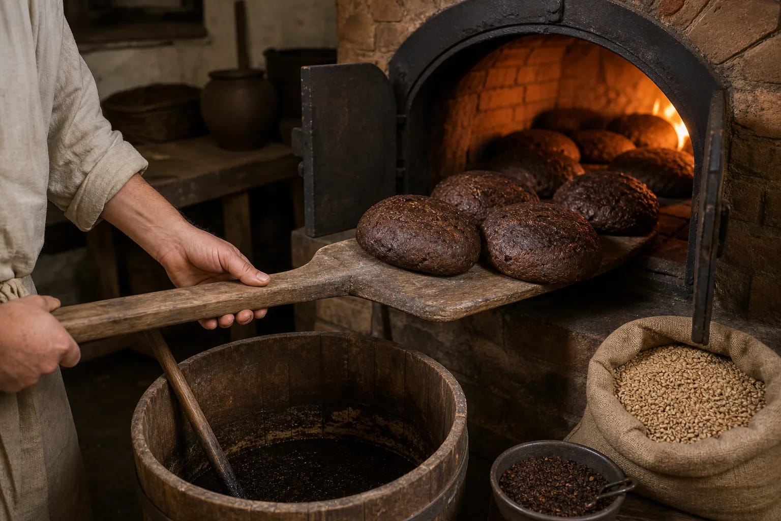 Malt loaves bake in the oven for keptinis beer.