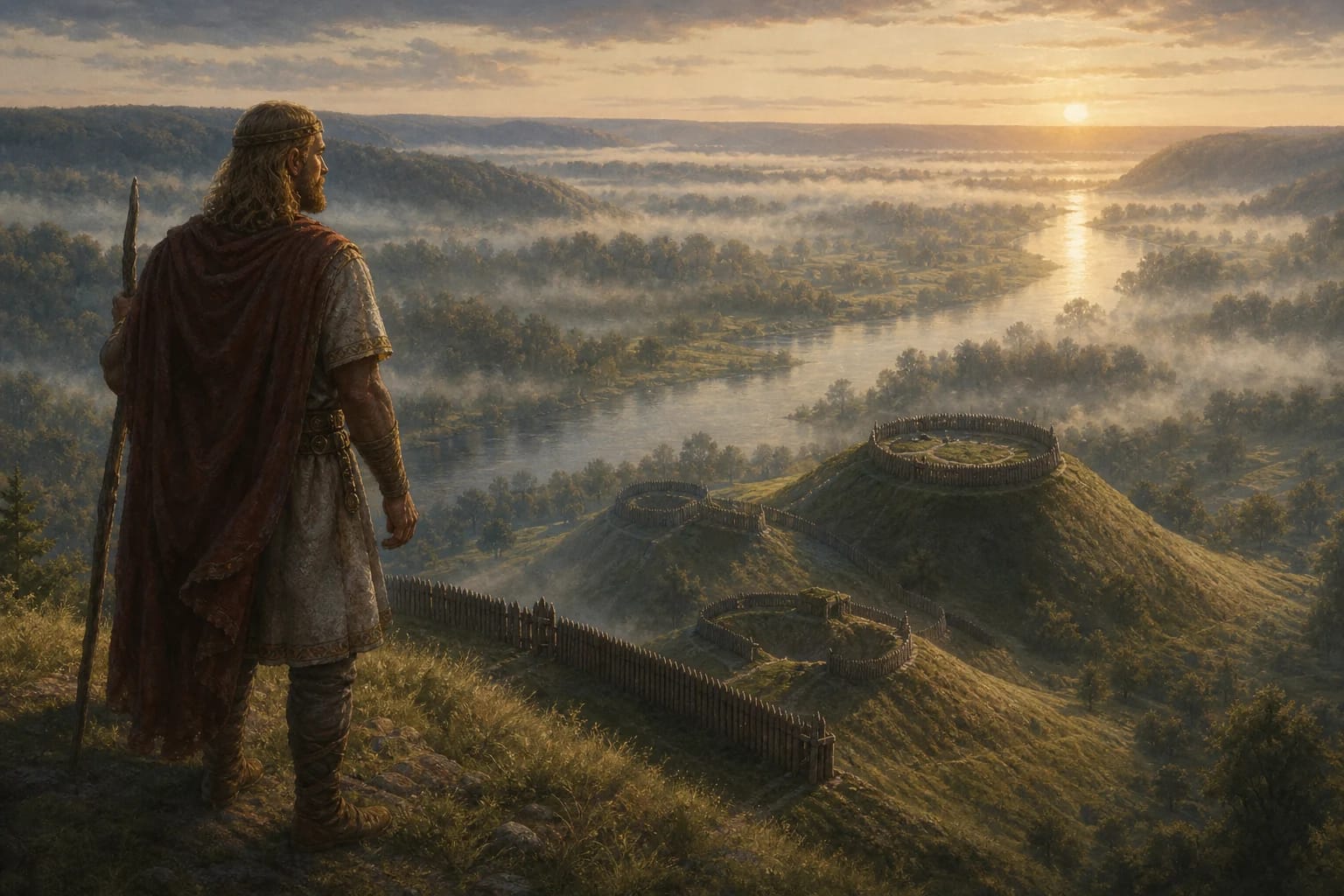 Kernius and Kernavė visual interpretation with Kernius, Kernavė, hillforts motifs