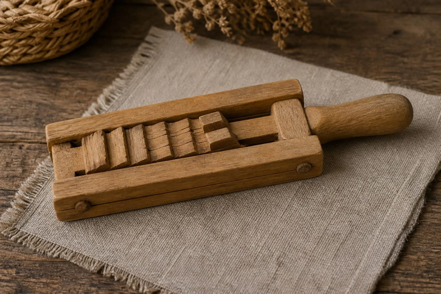 A wooden kleketas as a Lithuanian signal idiophone
