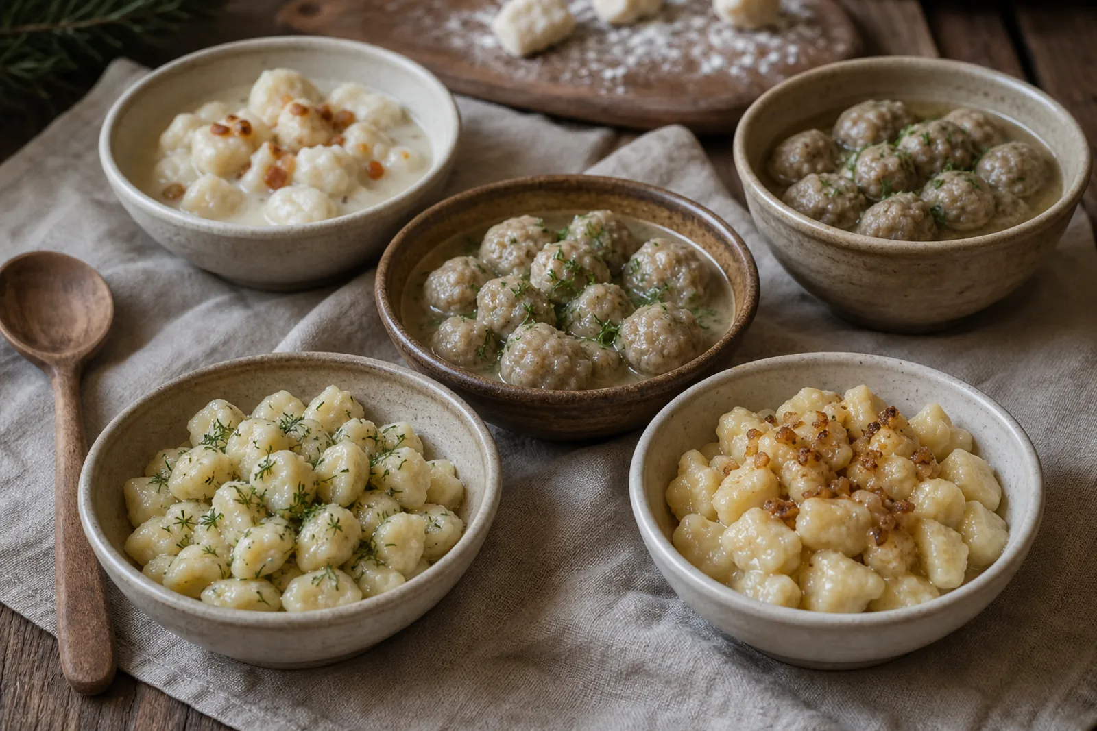 Kukuliai: boiled or braised dumplings made from potatoes, flour, meat, fish, or curd cheese in a Lithuanian traditional food context