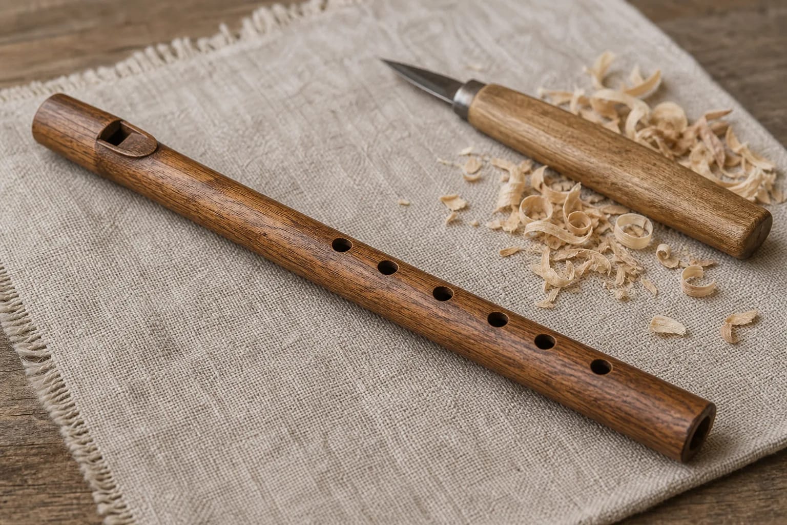 A lamzdelis wooden tube with tone holes