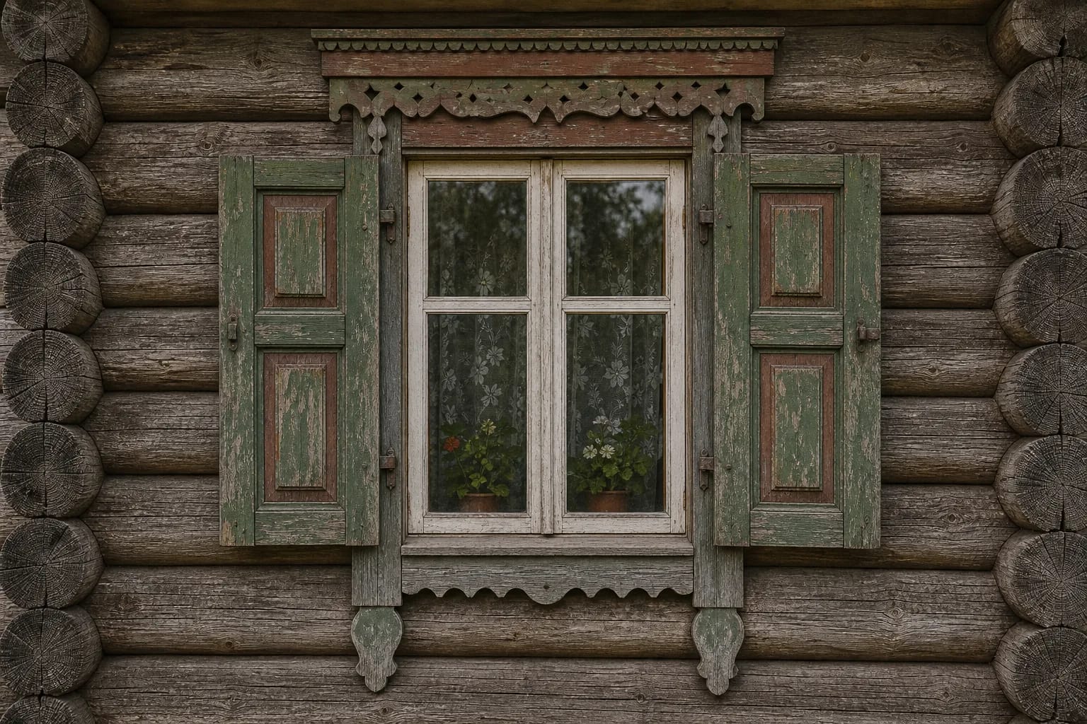 Shutters and trims made the window the main accent of the facade.