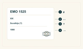 Original teaching diagram of a museum label with fields for inventory number, date and provenance
