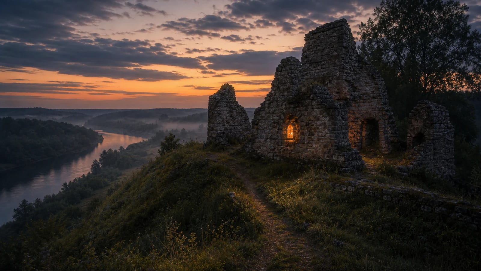 Liškiava hillfort and the remains of the Witch's Wall above the Nemunas