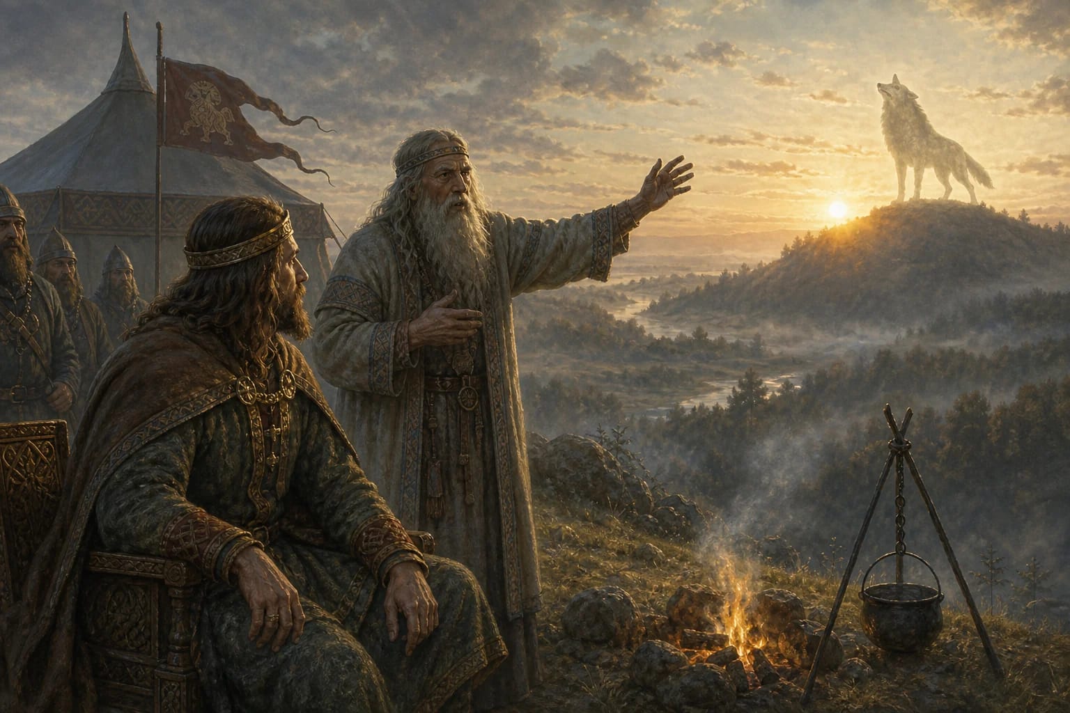 Lizdeika visual interpretation with Lizdeika, priest, dream interpretation motifs