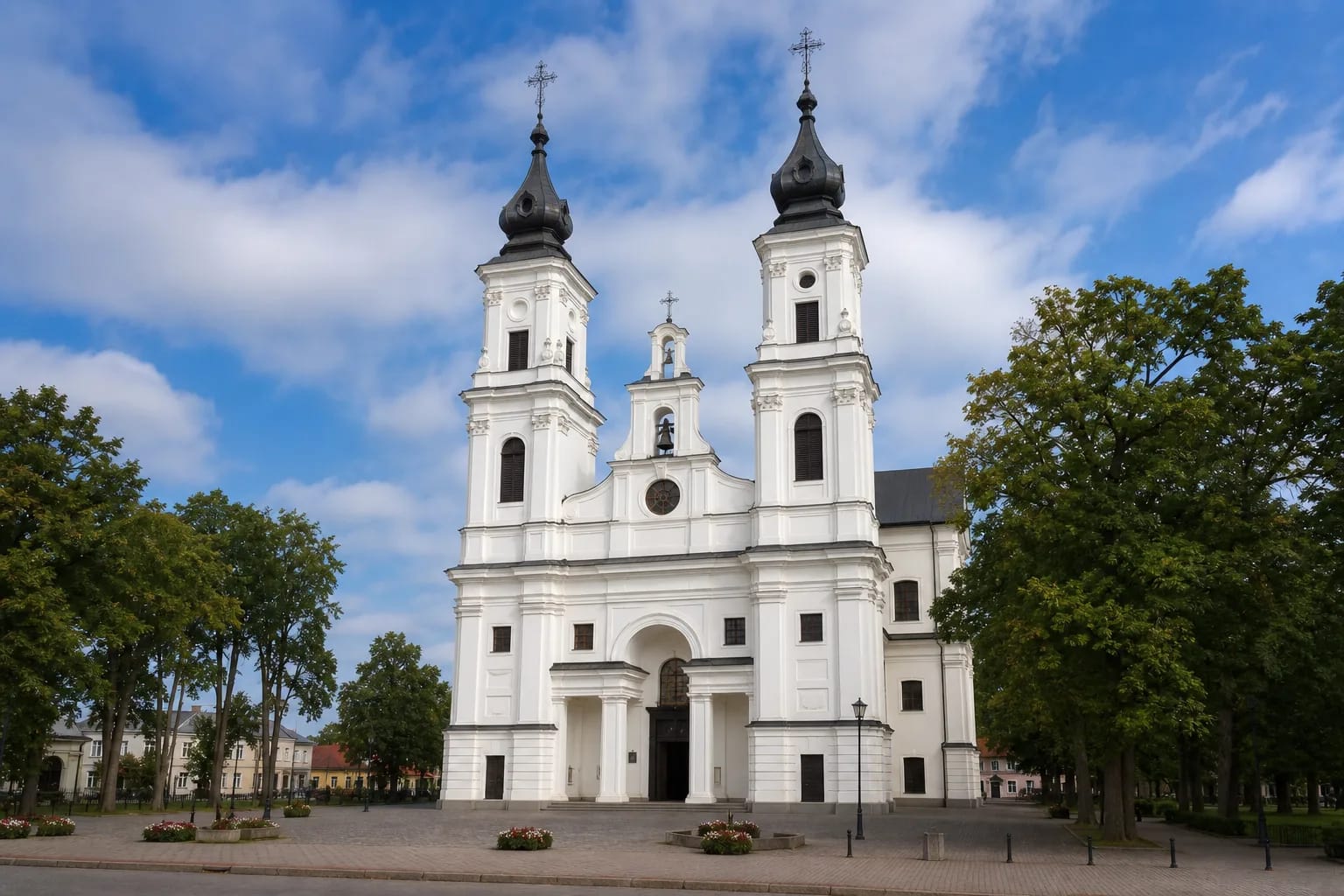 Marijampolė Basilica of St Michael the Archangel with two towers in Suvalkija
