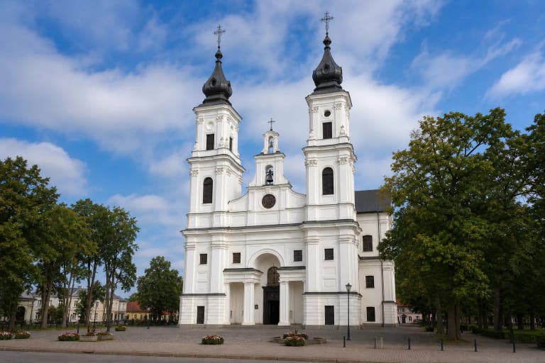 Marijampolė Basilica of St Michael the Archangel with two towers in Suvalkija