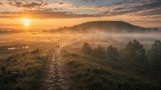 Medvėgalis Hill in Samogitia with the mood of a stone-paved marsh road and two girls' legend