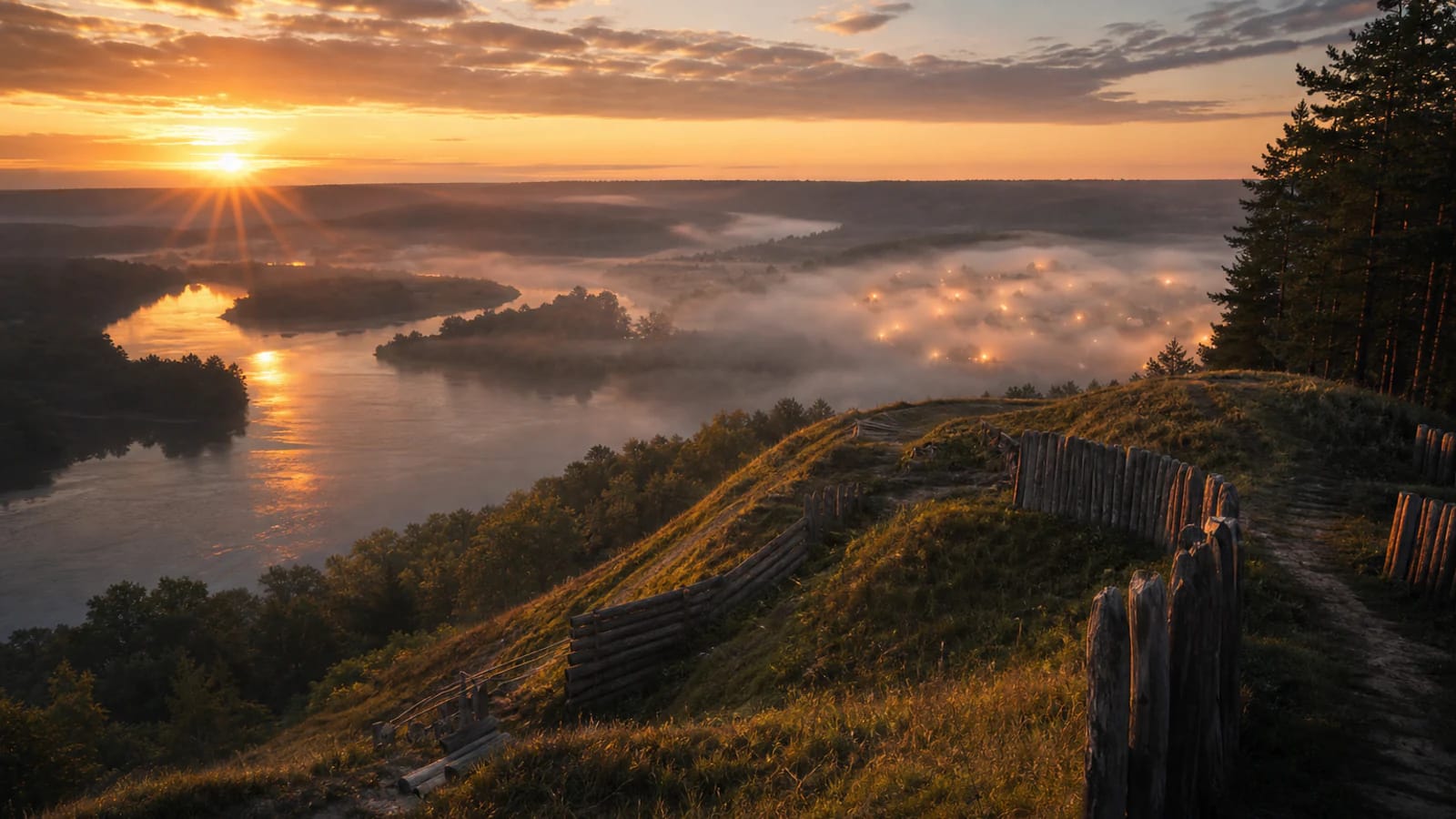 Merkinė hillfort above the confluence of the Nemunas and Merkys with the mood of a dream legend