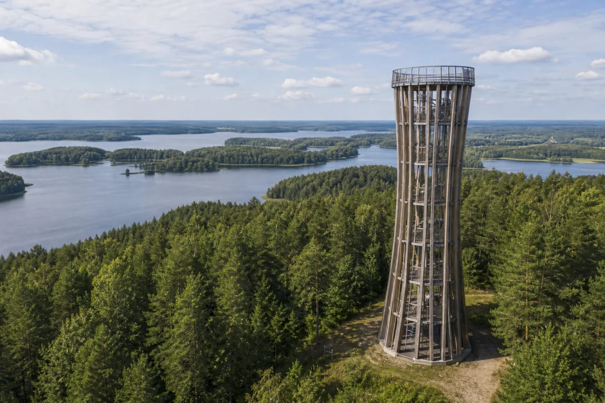 Mindūnai Observation Tower above Labanoras Forest and the islands of Lake Siesartis