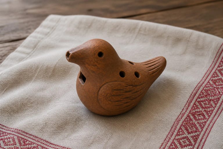 A clay bird-shaped molinukas as a Lithuanian folk whistle