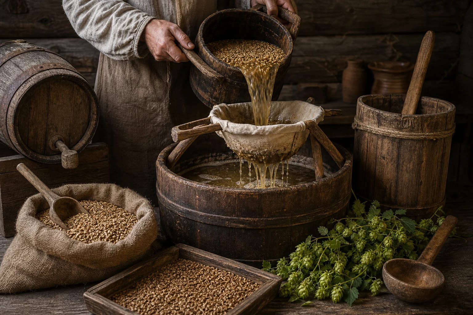 Homemade Beer visual detail with tools and materials typical of the craft