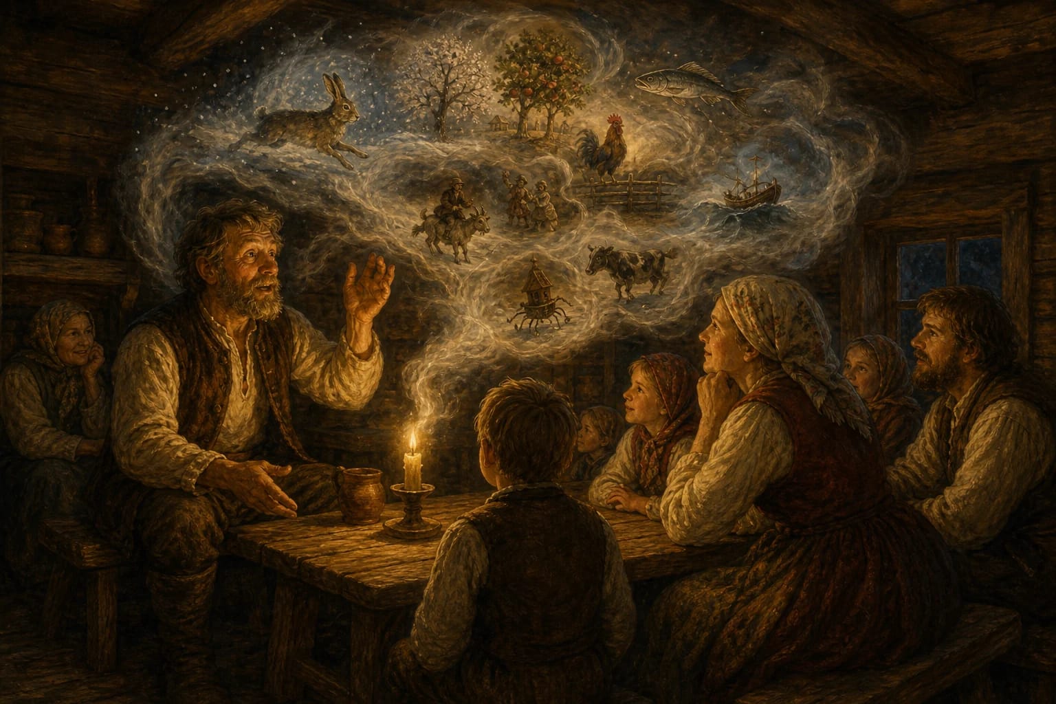 A Tale Never Heard or Seen visual interpretation with impossible events, formula, tall tale motifs