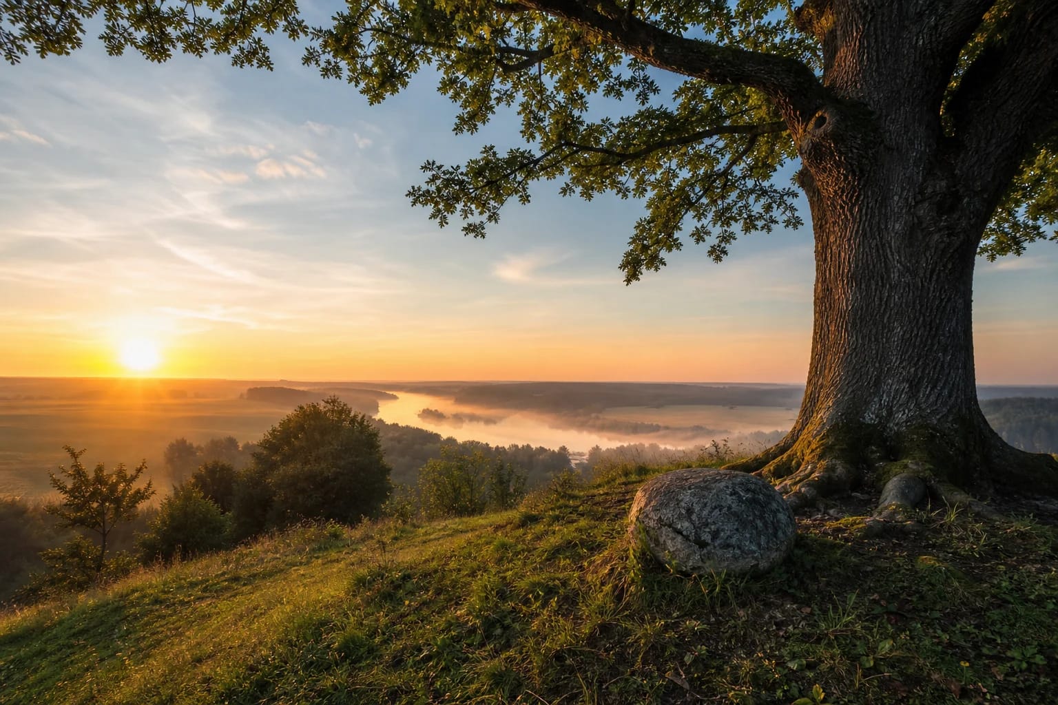 High hill, oak, and sky for Nunadievis